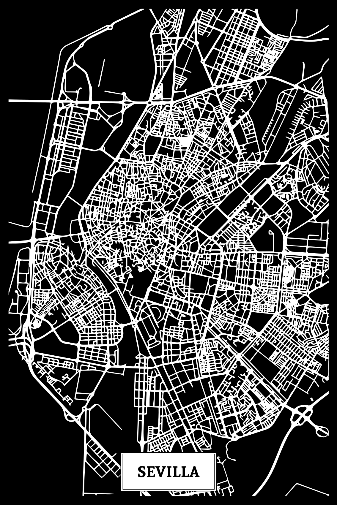 Oleskelutilan juliste sevilla maastokartta - Tenstickers