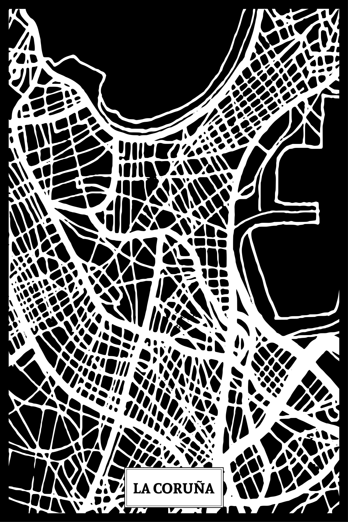 Oleskelutilan juliste a coruña topografinen kartta - Tenstickers