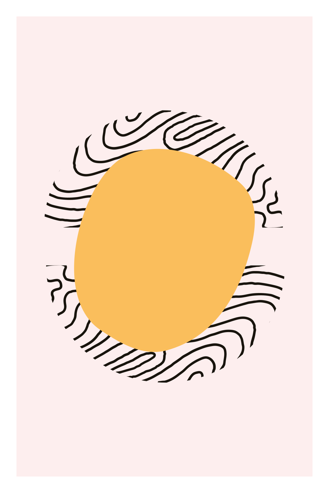 Viivat ja keltainen muoto oleskelutilan juliste - Tenstickers