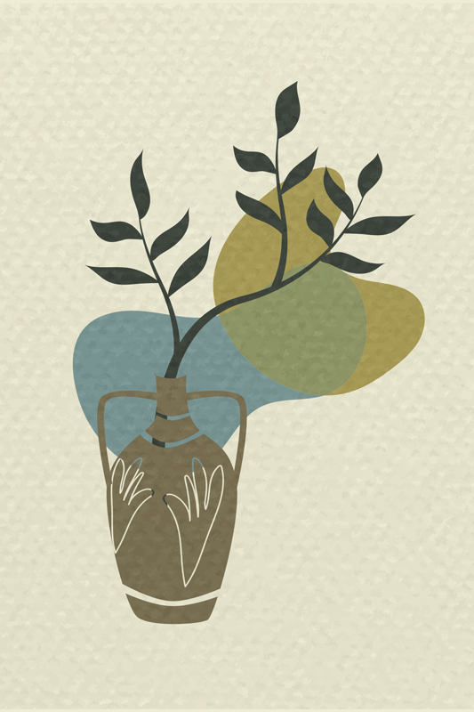 Japandi minimalistinen luonto oleskelutilan juliste - Tenstickers