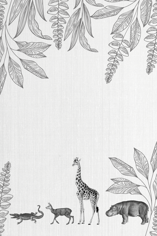 Safarieläimet ja puut reunus lasten juliste - Tenstickers