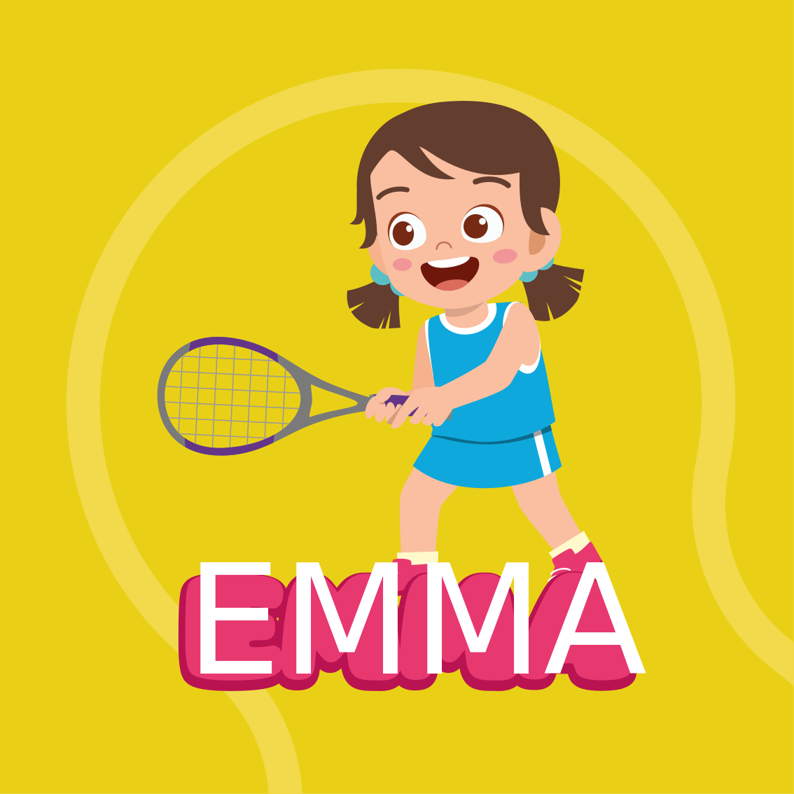 Tyttötennispelaaja omalla nimellä lasten juliste - Tenstickers