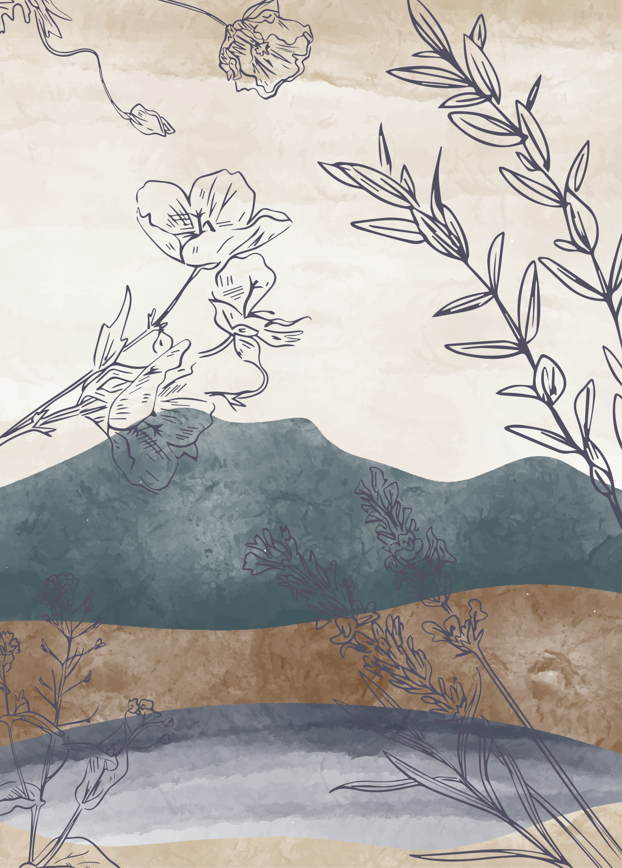 Kasvikuvasto ja siluetti juliste - Tenstickers