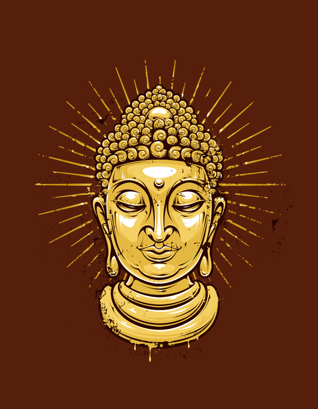 Zen-juliste kultainen buddha-silhuetti - Tenstickers