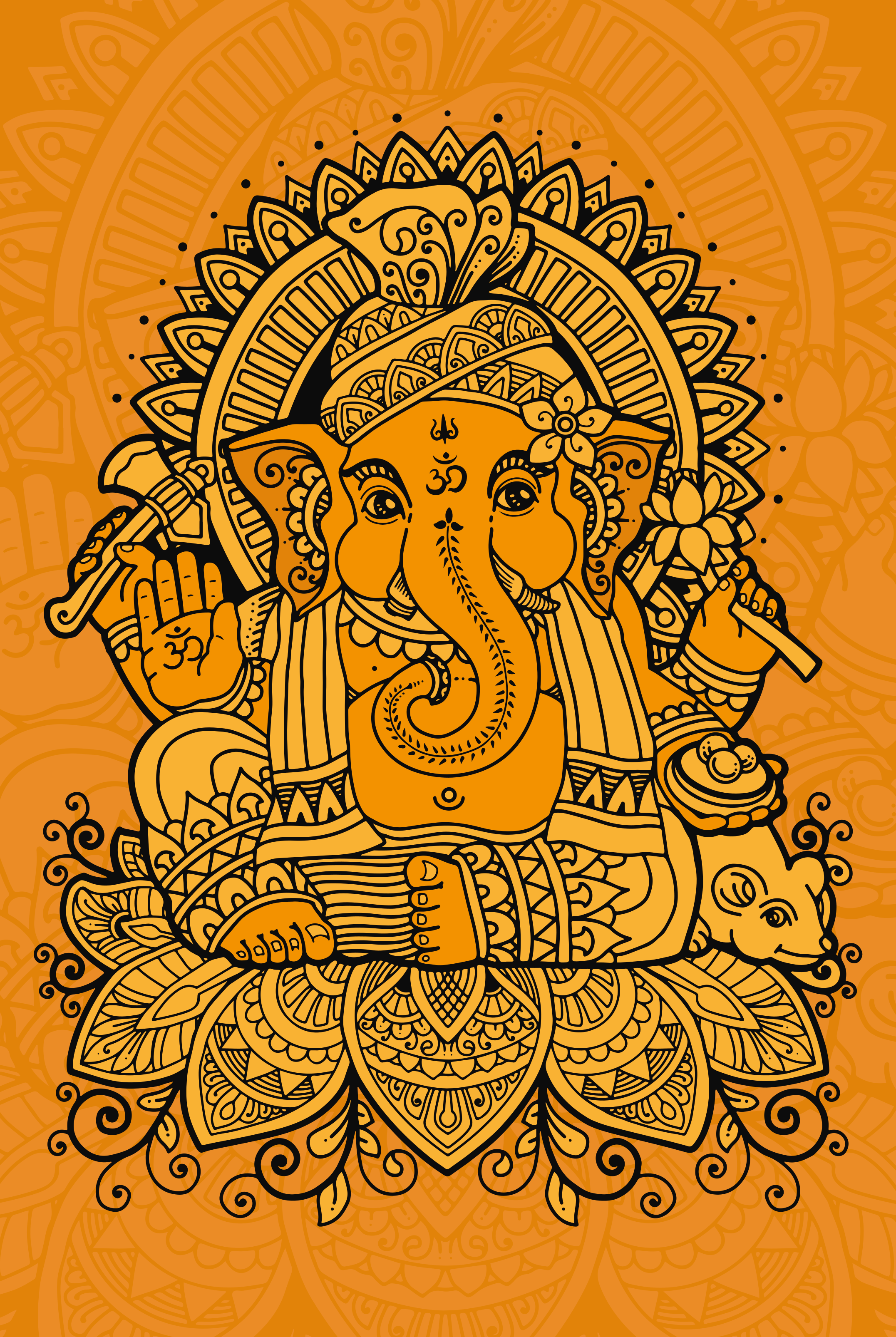 Ganesha-keskinen mandala-zen-juliste - Tenstickers