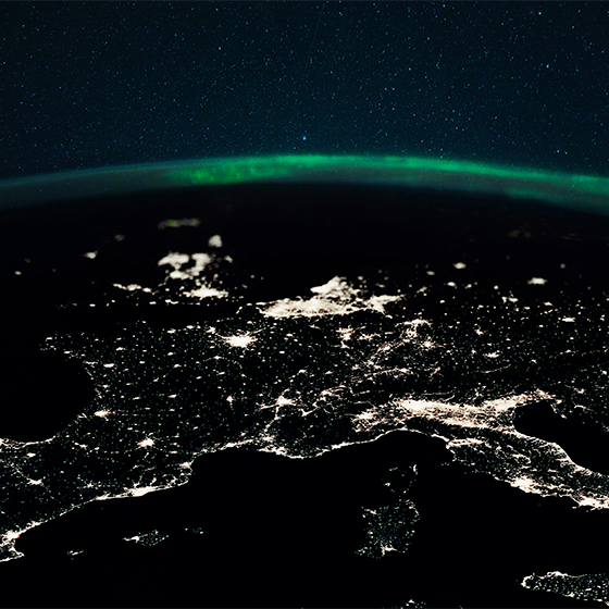 Ilta-ilmakuva-maailmankarttaposteri - Tenstickers