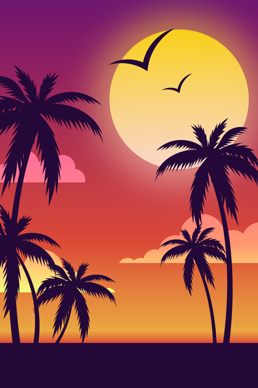 70-luvun auringonlasku pystysuora maisemajuliste - Tenstickers