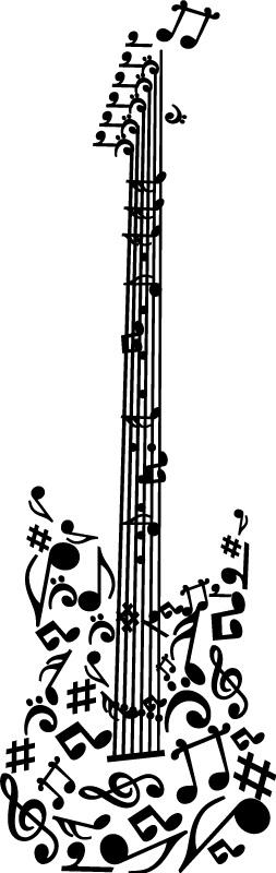 Musikaalijuliste kitara nuottiviivastolla - Tenstickers
