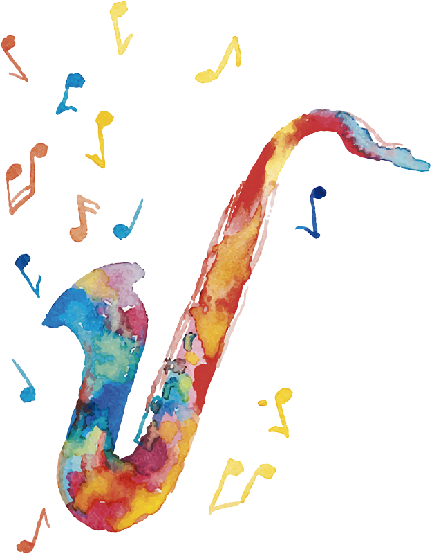 Värikäs saxofoni musikaalijuliste - Tenstickers