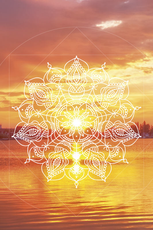 Auringonlasku mandala maisemajuliste - Tenstickers