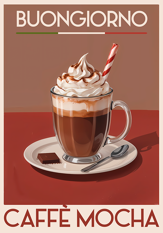 Mocha-kahvi retro-juliste - Tenstickers