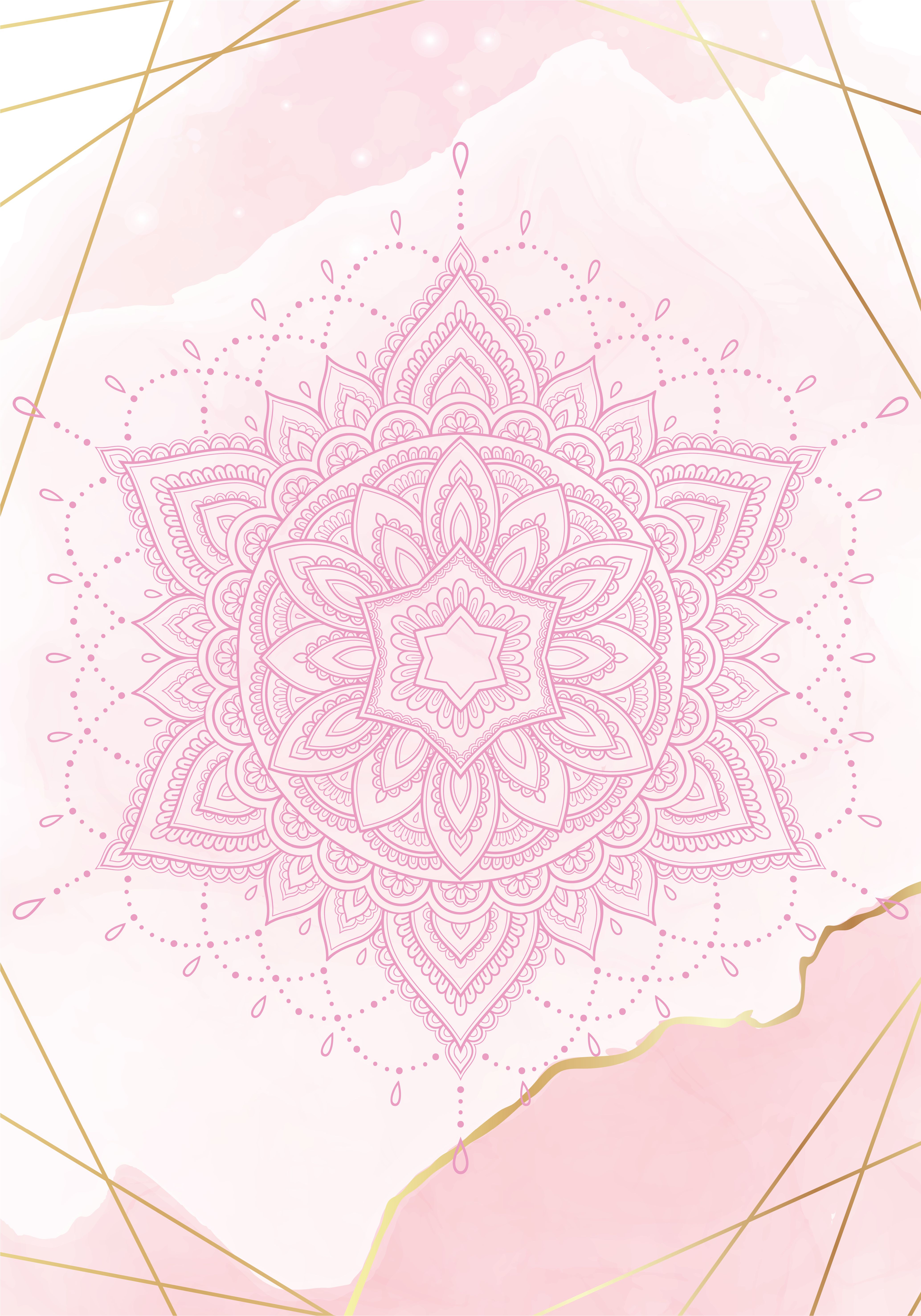 Zen-juliste vaaleanpunainen vesiväri mandala - Tenstickers
