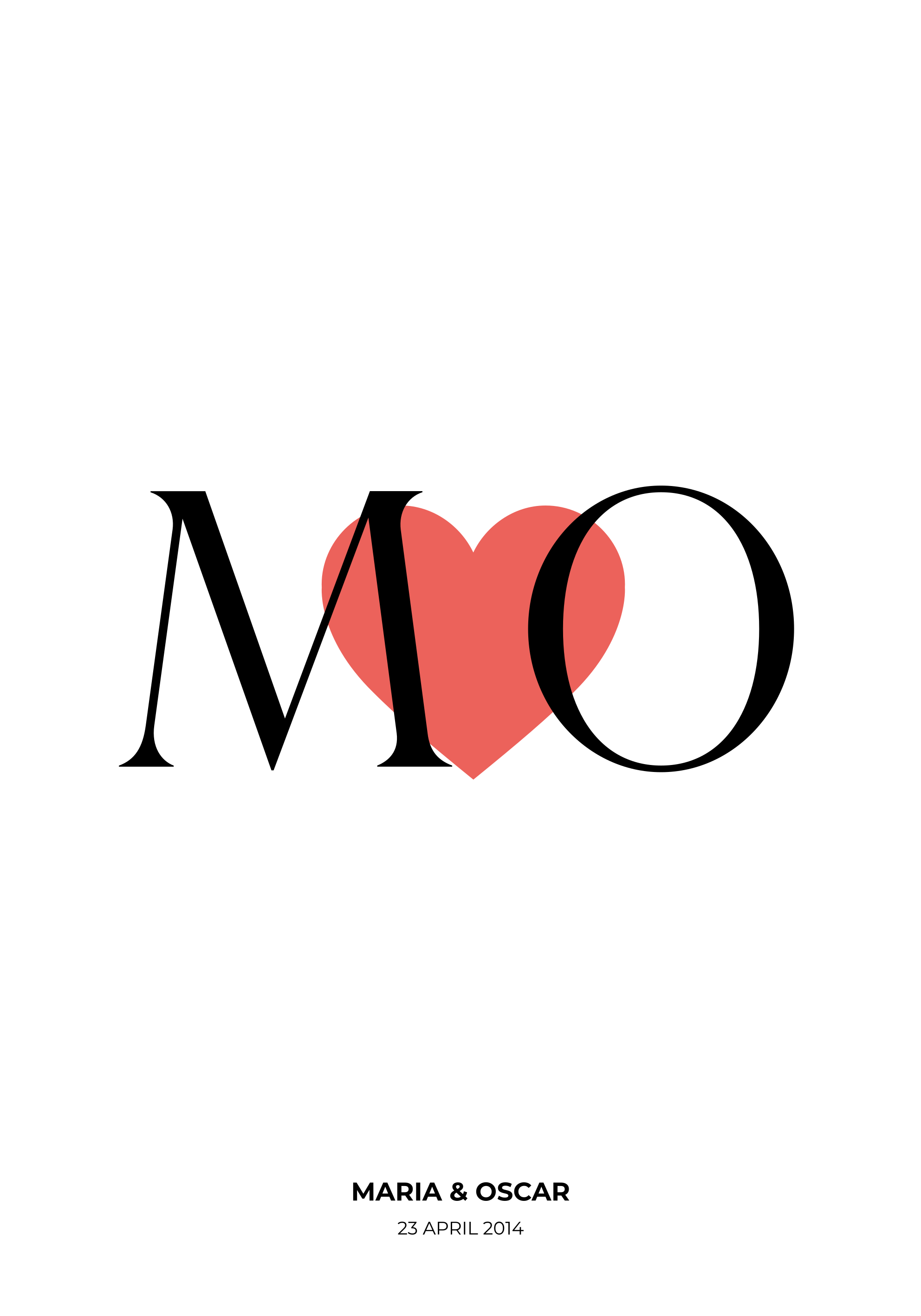 Nimikirjaimet mukautettu rakkaus muokattavissa juliste - Tenstickers