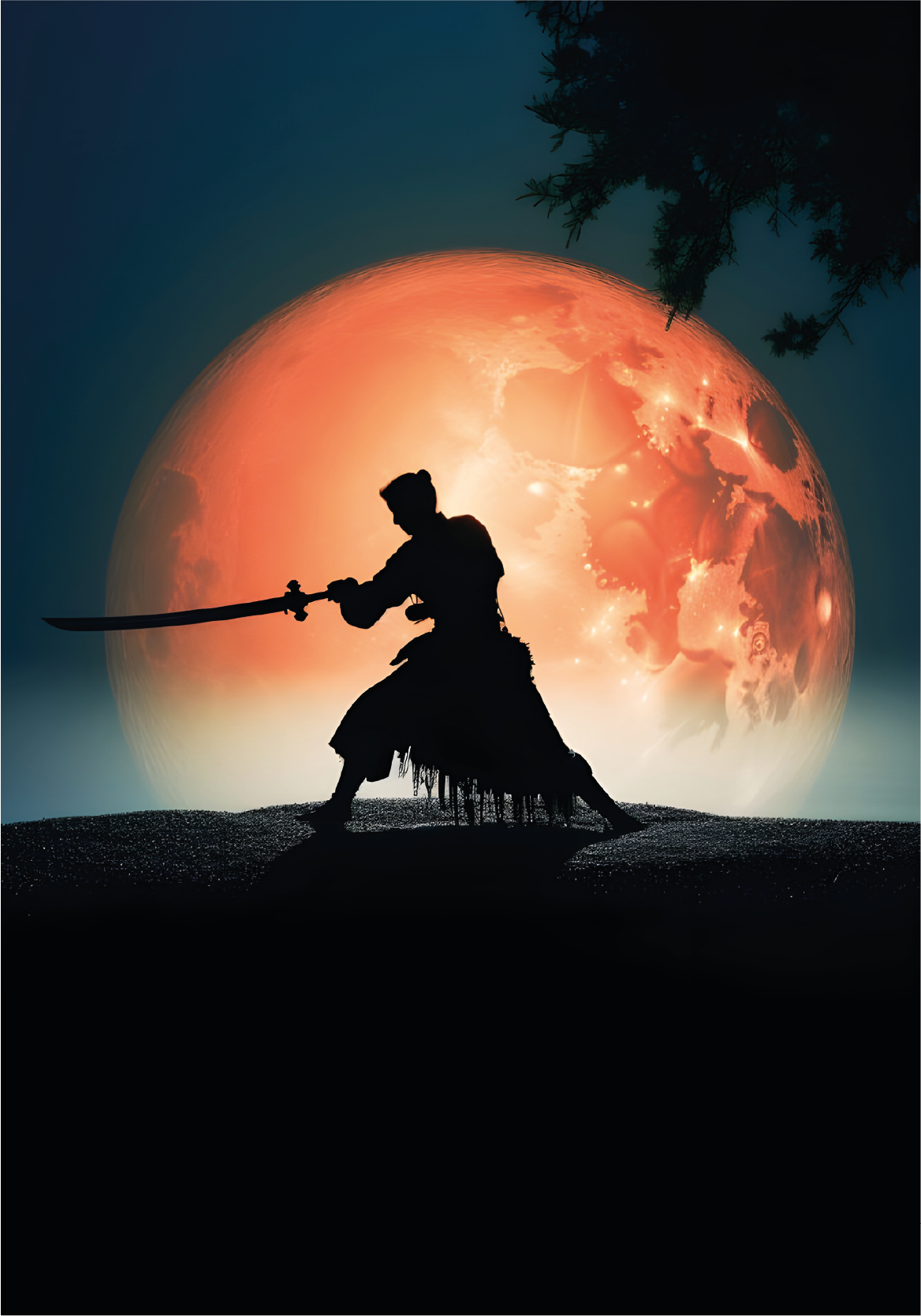 Samurai taustavalaistu nuortenjuliste - Tenstickers