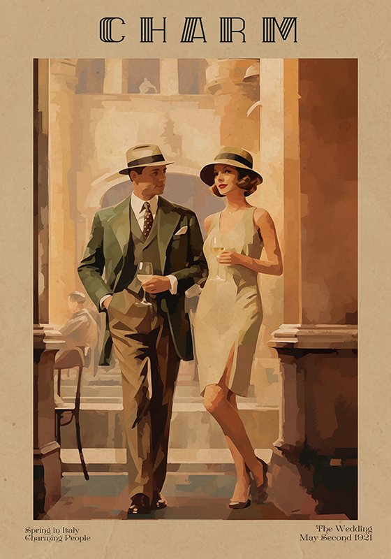 Viehätyslehti Art Deco -juliste - Tenstickers