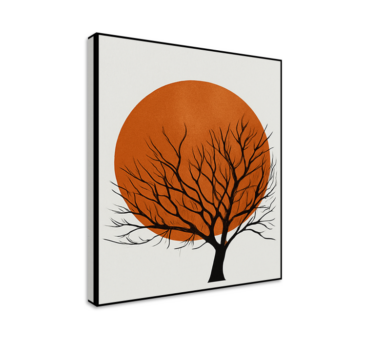 Kultaisen auringonlaskun siluetti puu canvas taulu - Tenstickers