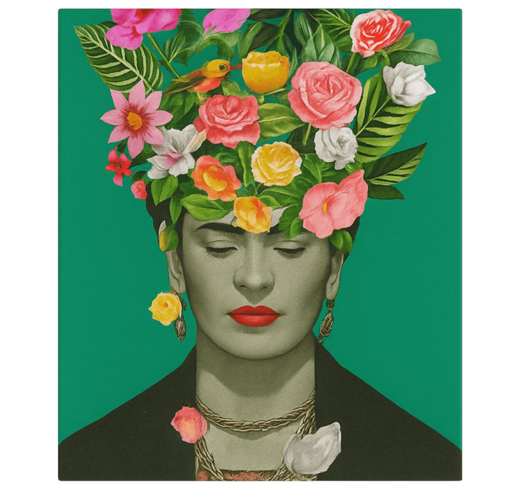 Frida kahlo värikkäitä kukkia taide canvas taulu - Tenstickers
