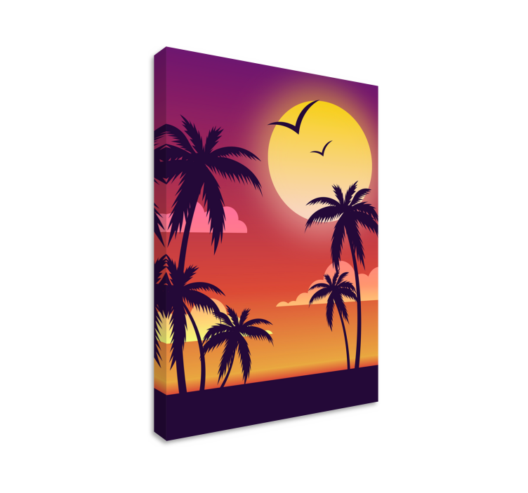 70-luvun auringonlasku pystysuora canvas taulu maisema - Tenstickers