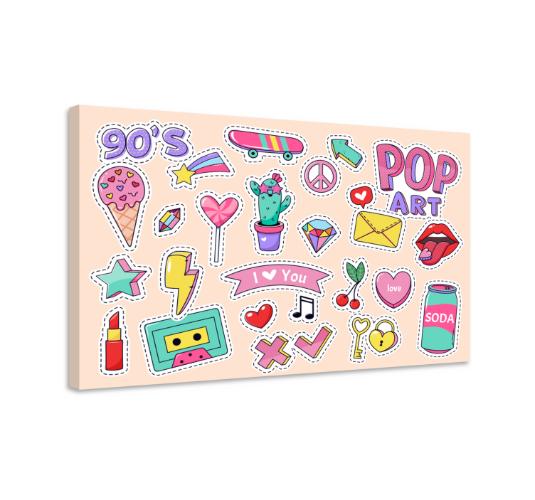 90-luvun vintage-laastaritarrat doodle nuorten canvas - Tenstickers