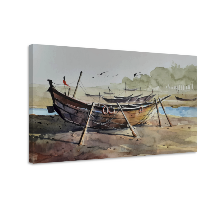 Paisaje marino barca merimies canvas - Tenstickers