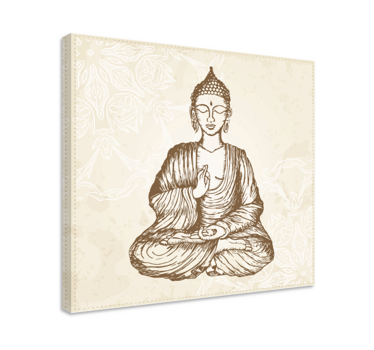 Budan vintage kukka buddha canvas - Tenstickers