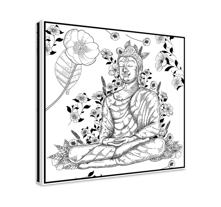 Buda blanco y negro buddha canvas - Tenstickers