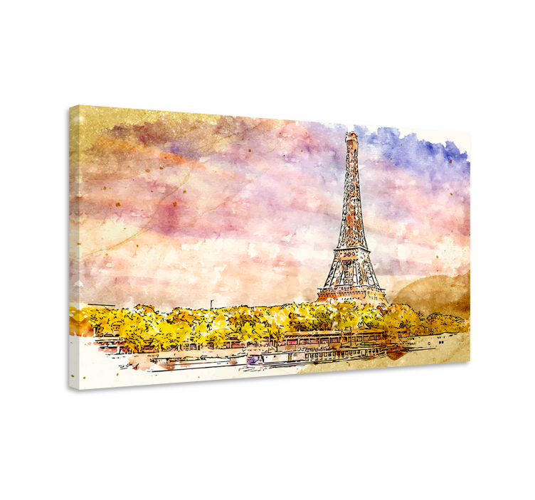 Ciudades atardecer en parís kaupunki canvas - Tenstickers