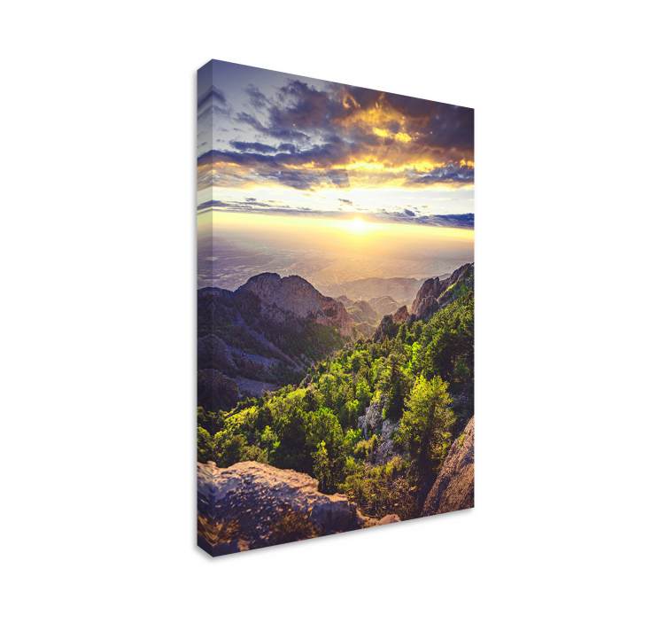 Auringonnousu vuorella canvas taulu maisema - Tenstickers