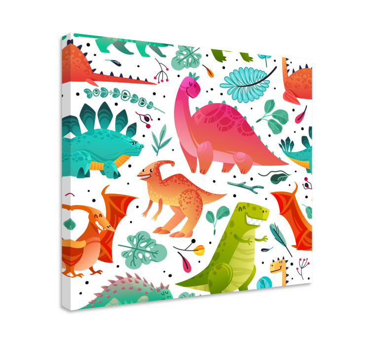 Onnellisia dinosauruksia lapsille dinosaurus canvas - Tenstickers