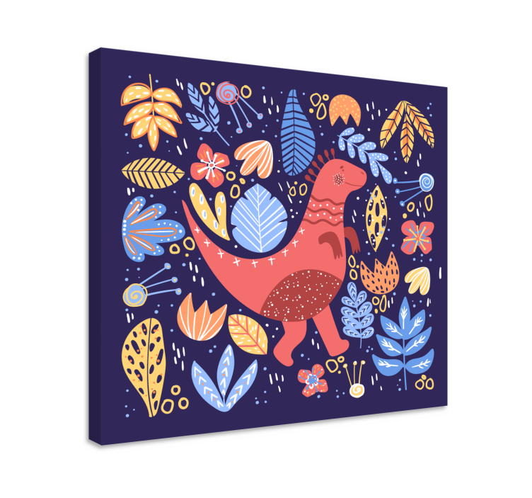 Leikkisä dinosauruskuva canvas-taulu - Tenstickers
