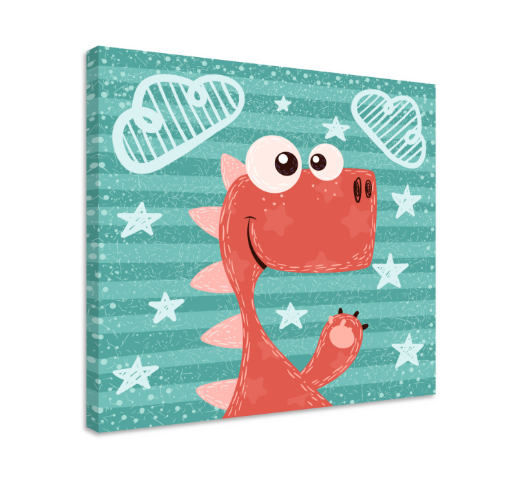 Söpö sarjakuvadinosaurus canvas taulu - Tenstickers