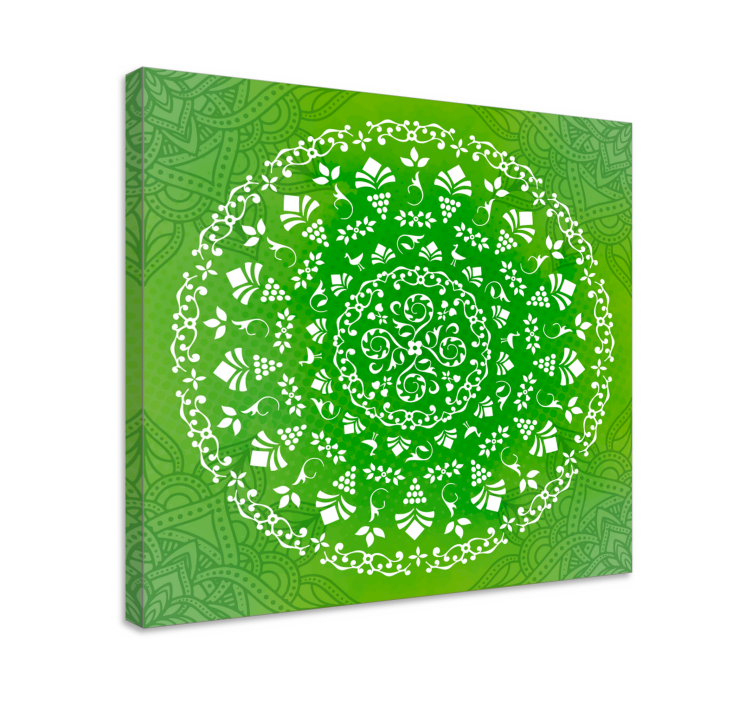 Mandala vihreä koriste pyöreä mandala canvas - Tenstickers