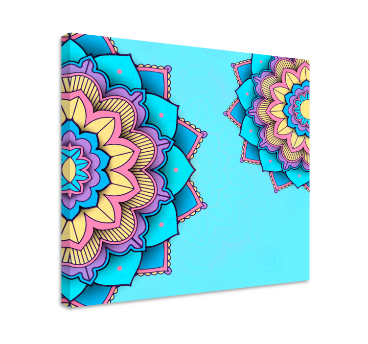 Kaksi värikkäitä mandalakuvioita mandala canvas - Tenstickers