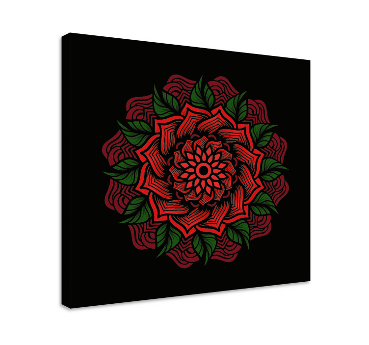 Kukka ja kasvi canvas taulu kukkakuvioinen mandala design - Tenstickers