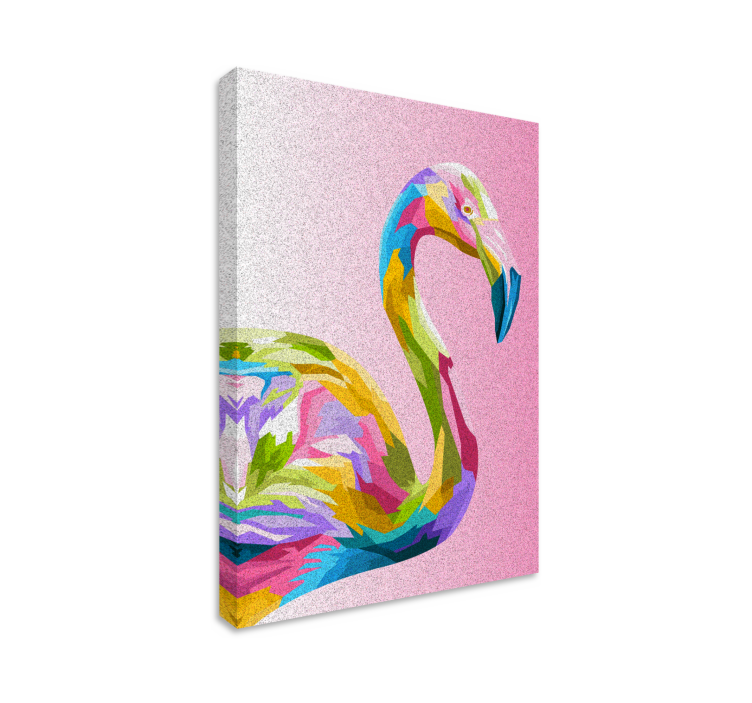 Flamingo-taide höyhen canvas - Tenstickers