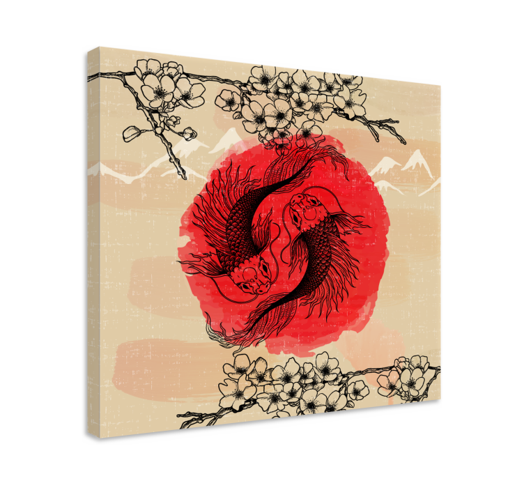 Ying yang -kaloja kala canvas - Tenstickers