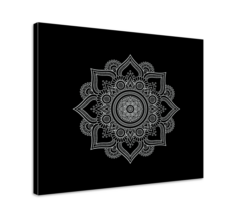 Mustavalkoinen mandala canvas - Tenstickers