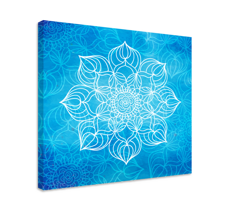 Sininen maaliroiske mandala canvas - Tenstickers