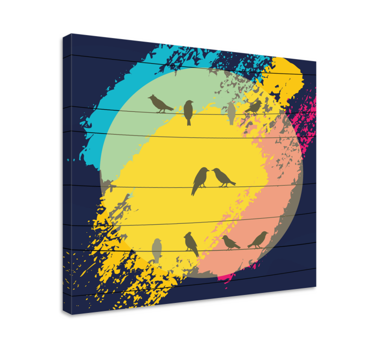 Retro ympyrän siluetteja lintu canvas taulu - Tenstickers