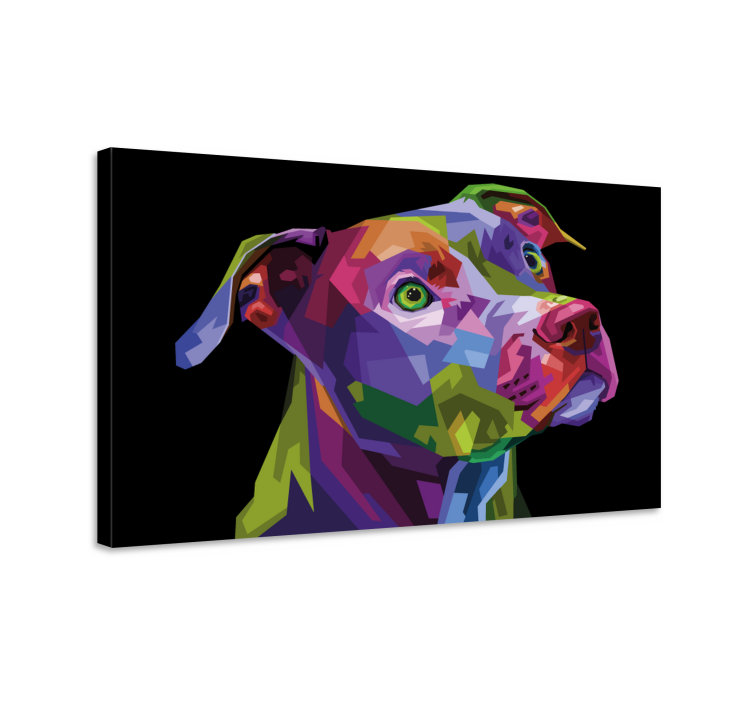 Monivärinen moderni pitbull koira canvas - Tenstickers