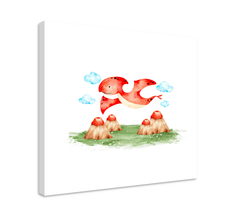 Lentävä punainen olento dinosaurus canvas taulu - Tenstickers