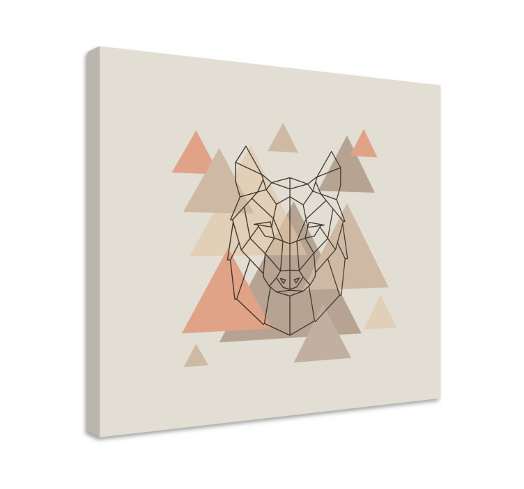 Geometrinen susi kuva koira canvas - Tenstickers