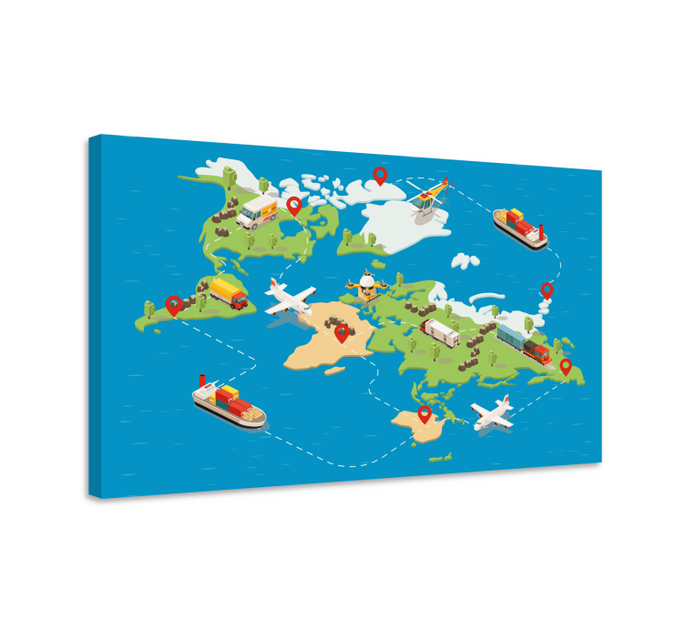 Matkareittikartta canvas-taulu - Tenstickers