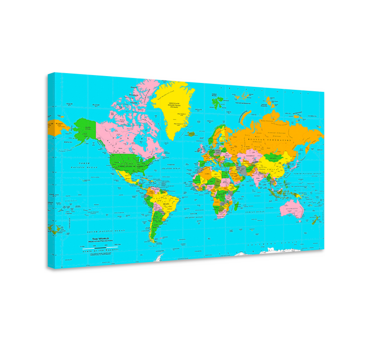 Värillinen atlas maailmankartta canvas - Tenstickers
