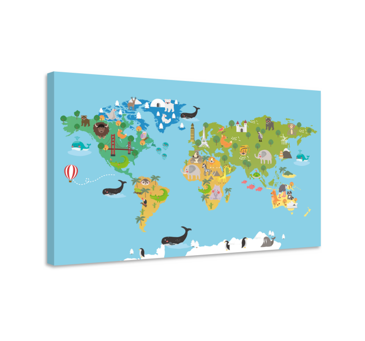 Viehättävä eläinatlas canvas-taulu - Tenstickers