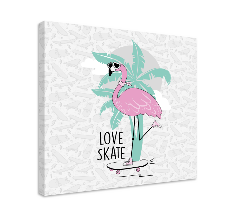 Käsin piirretty flamingo luistelu eläin canvas - Tenstickers