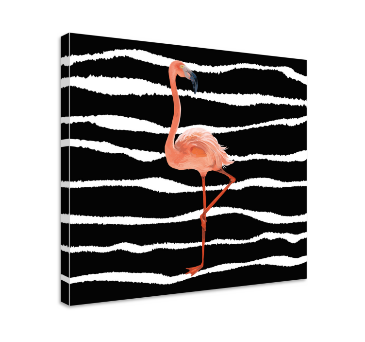 Flamingo raidallisella canvas-taululla - Tenstickers
