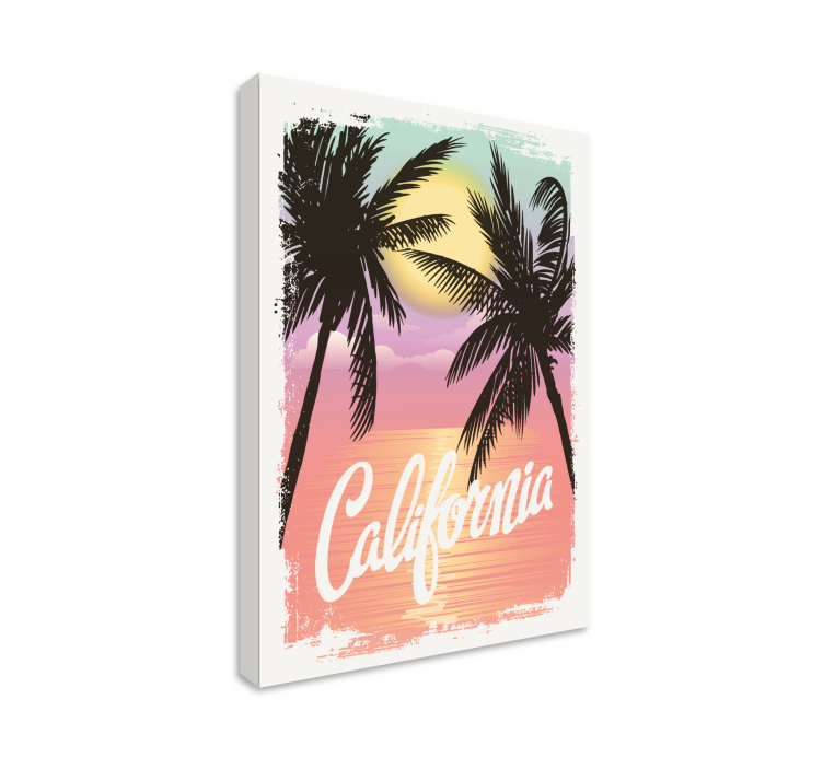 California beach typografia olohuone canvas - Tenstickers