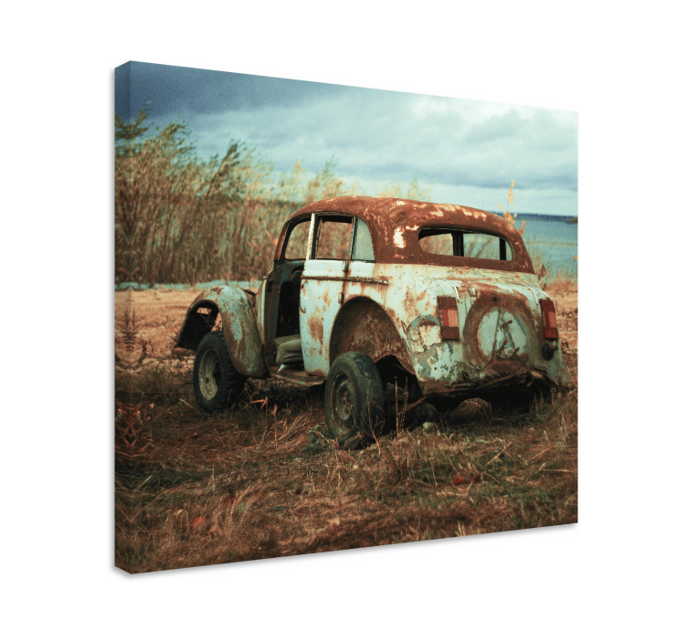 Vintage canvas taulu ruosteinen klassikkoauto - Tenstickers