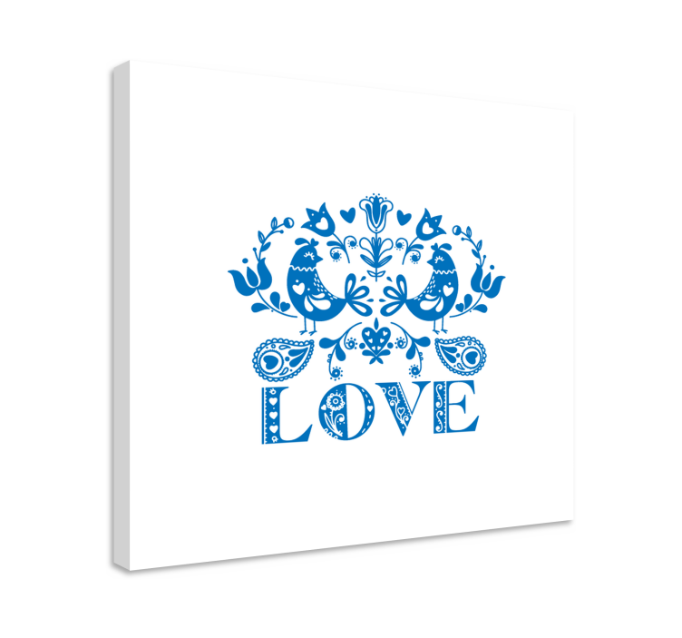 Linnut ja kukkakuviot puu canvas taulu - Tenstickers